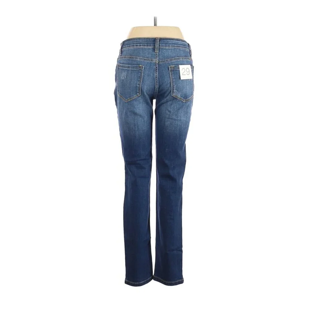 NWT Kancan Size 29 Waist Jeans Distressed Denim Cutout Straight Leg Boyfriend - Picture 2 of 2